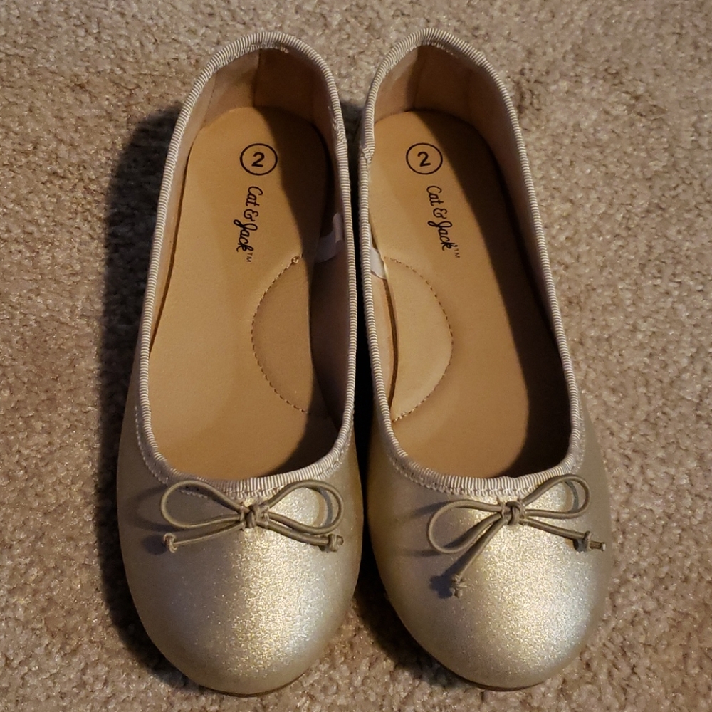 Cat and Jack gold slip on shoes